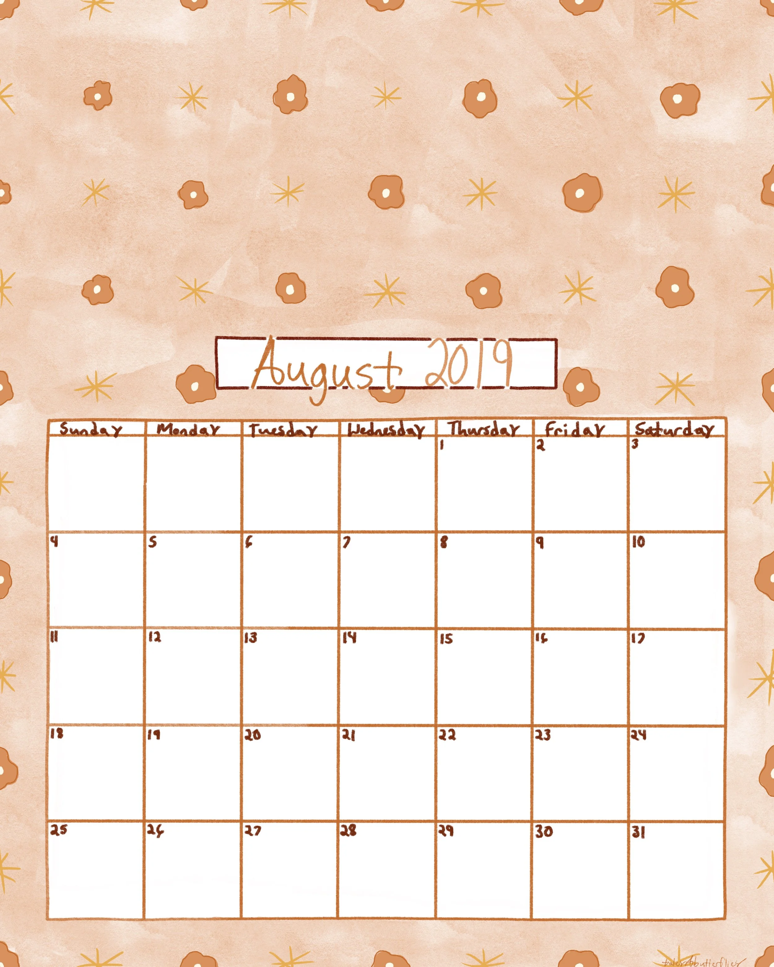 FREE CALENDAR PRINTABLE: August 2019