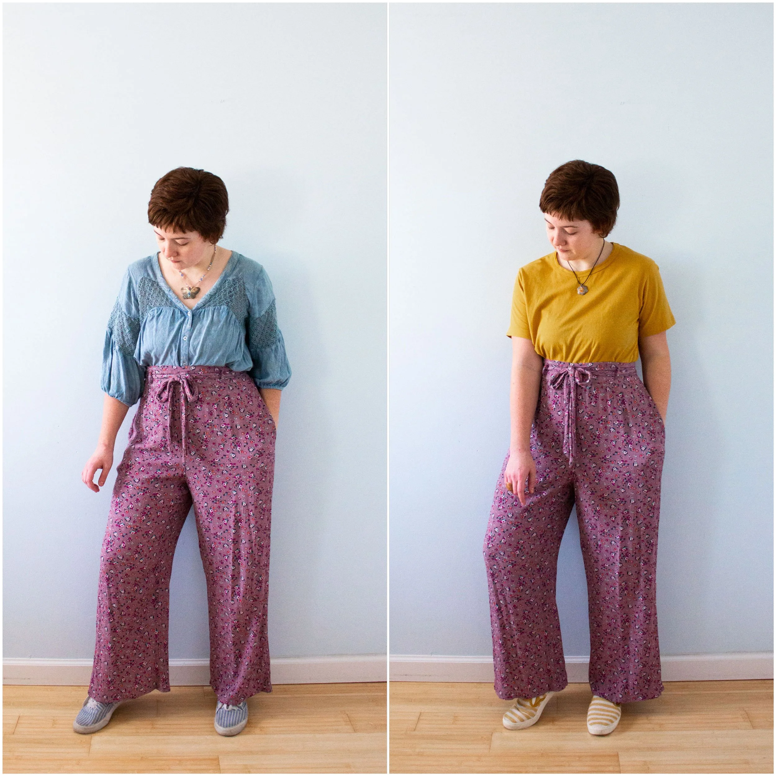 Easter OOTD: Floral Wide Leg Pants and Tennis Shoes