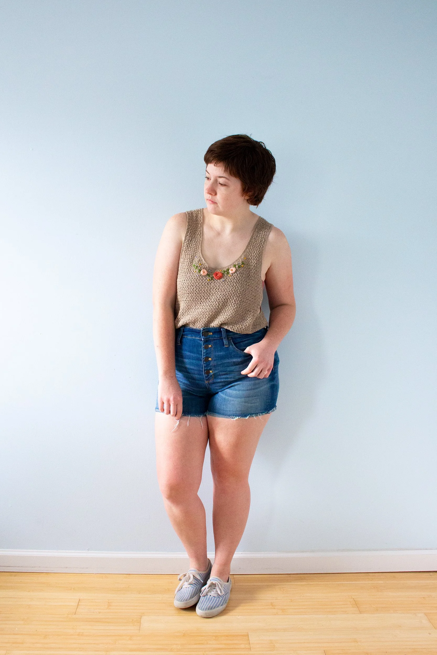 Project Notes: Embroidered Crochet Muscle Tee Original Design