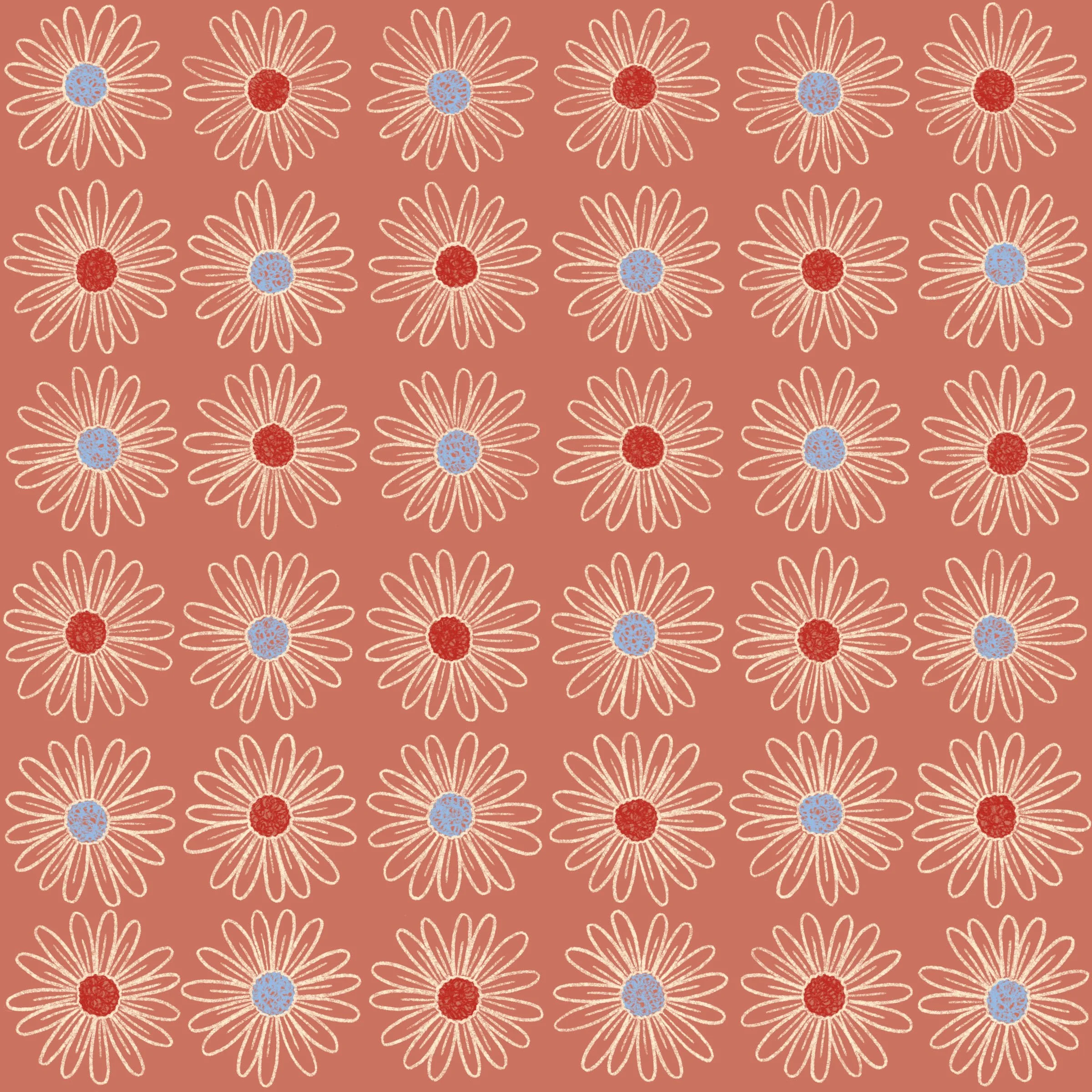 repeating daisies red and blue mauve pink rose retro.jpg