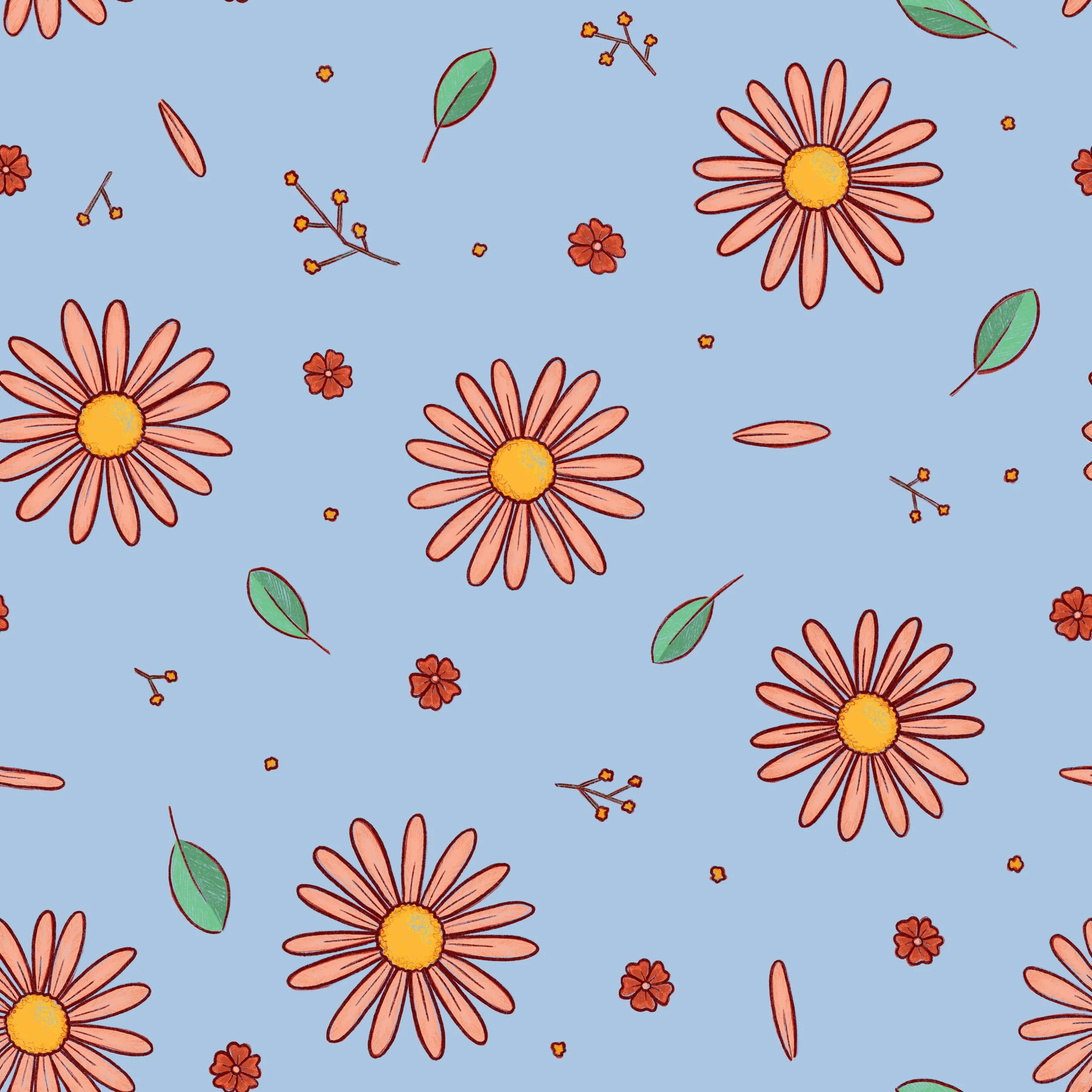 retro pink daisies cornflower blue.jpg