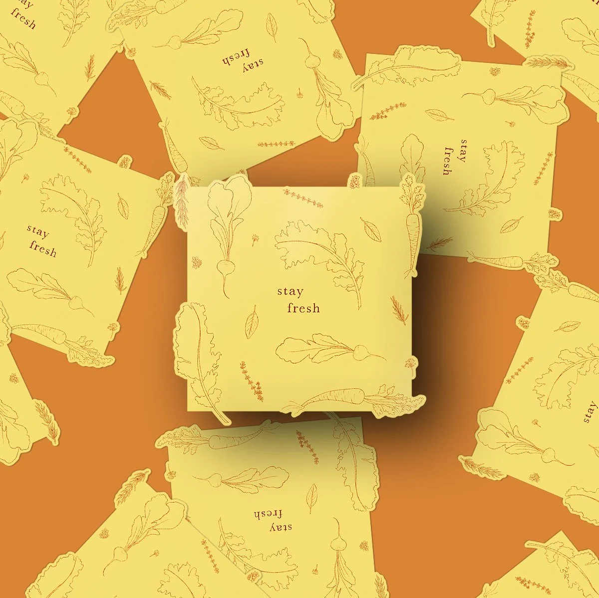 "Stay fresh" line art illustration on a vinyl sticker.