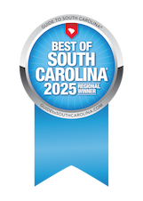 A blue pendant ribbon shows Best of South Carolina 2025 Regional Winner