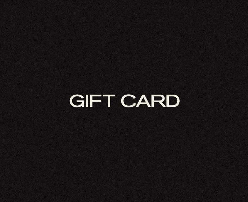 Black gift card with white text that reads 'GIFT CARD' in the center.