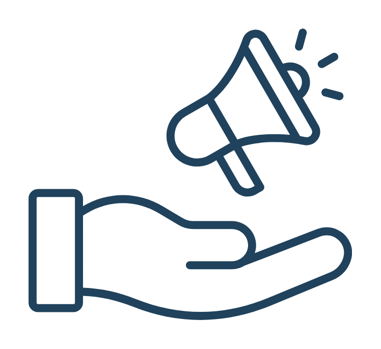 A hand holding a megaphone.