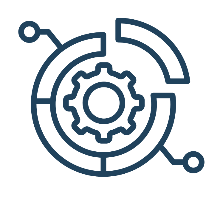 Technical gear and circuit icon representing technology or engineering.