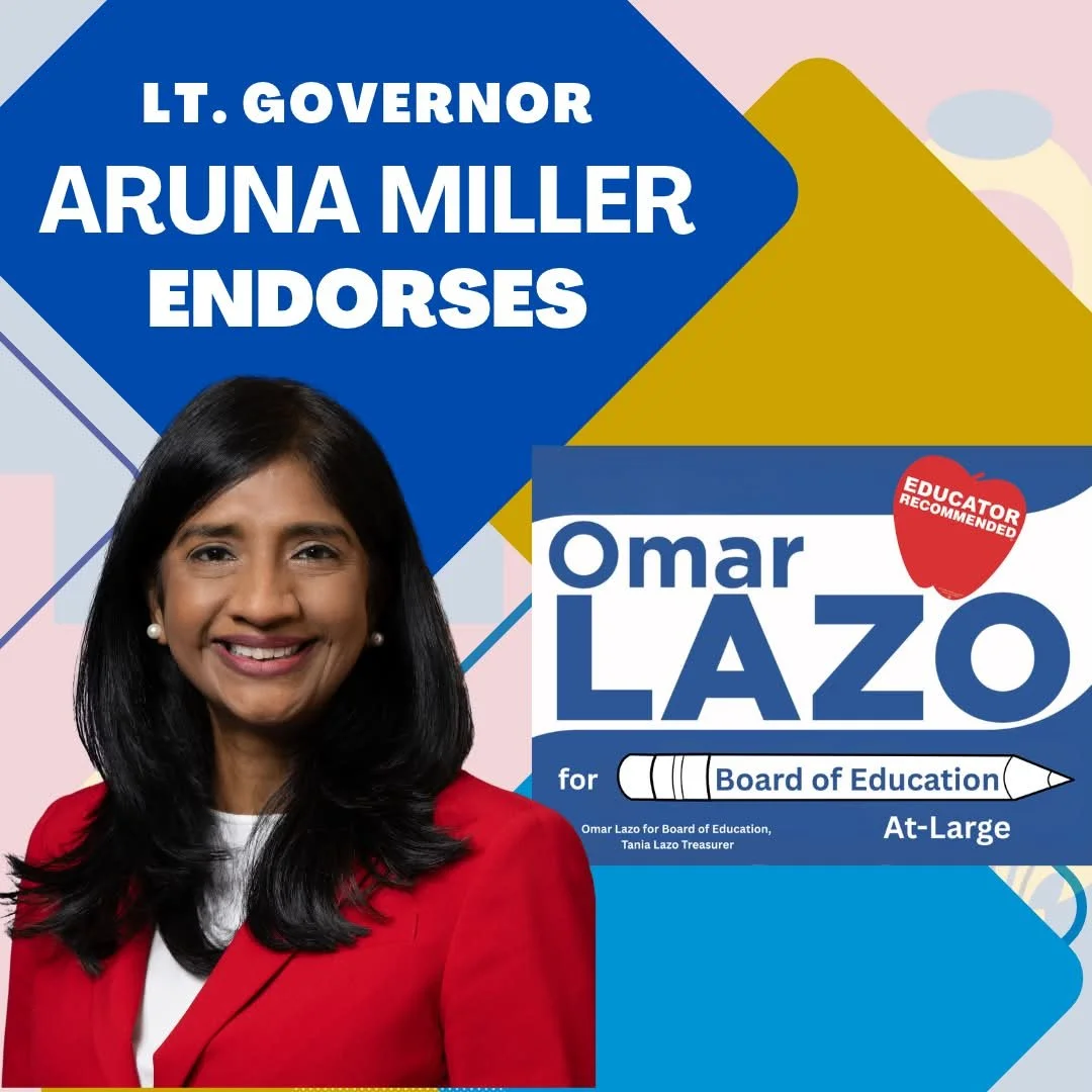 🚨 Big news!🚨

I'm honored to announce that Lt. Governor Aruna Miller has endorsed my campaign for Board of Education At-Large!

Lt. Governor Miller has spent her career fighting for our families, our schools, and our communities, and I'm grateful f