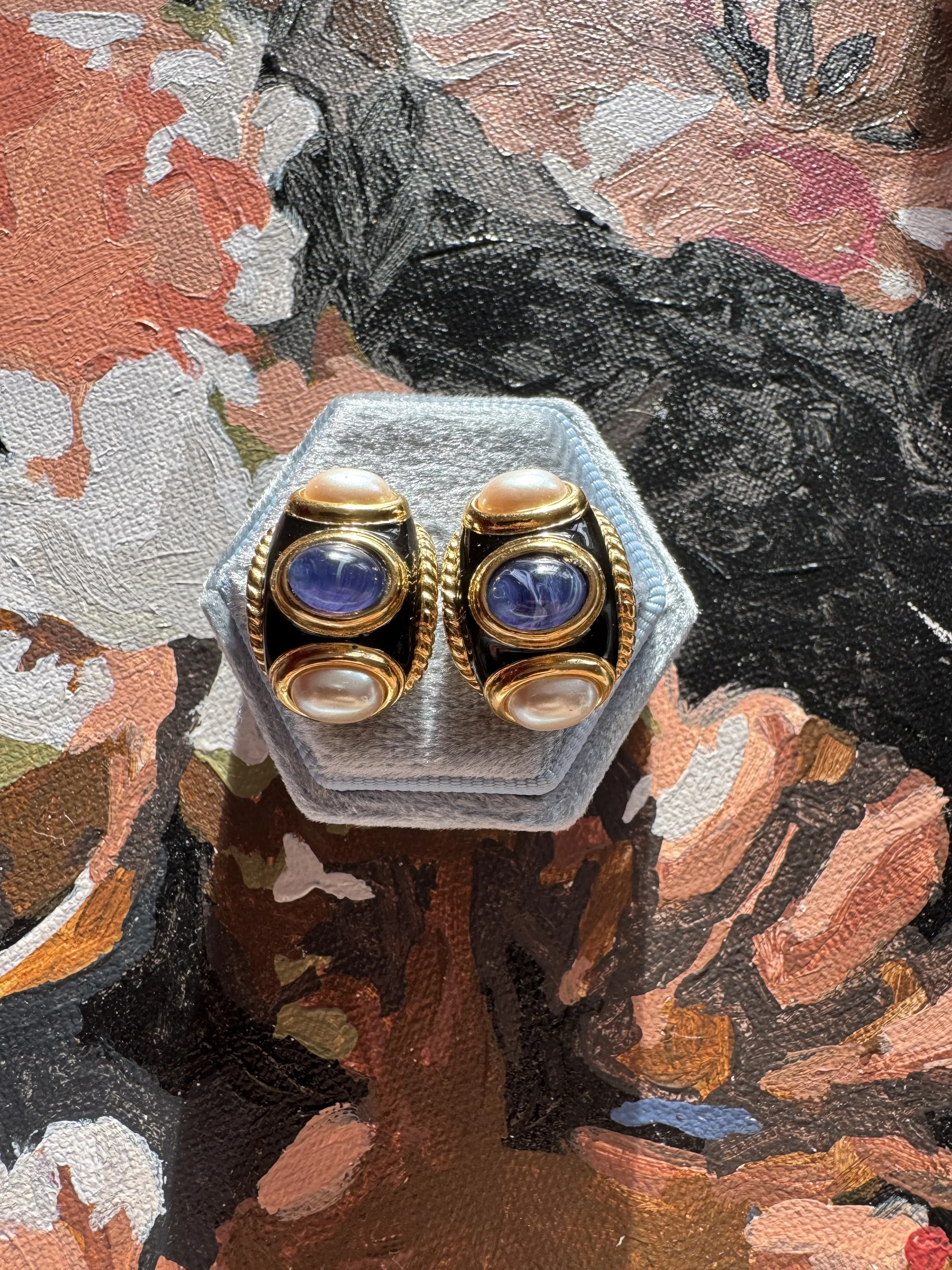 sold! Faux Cabochon Earrings