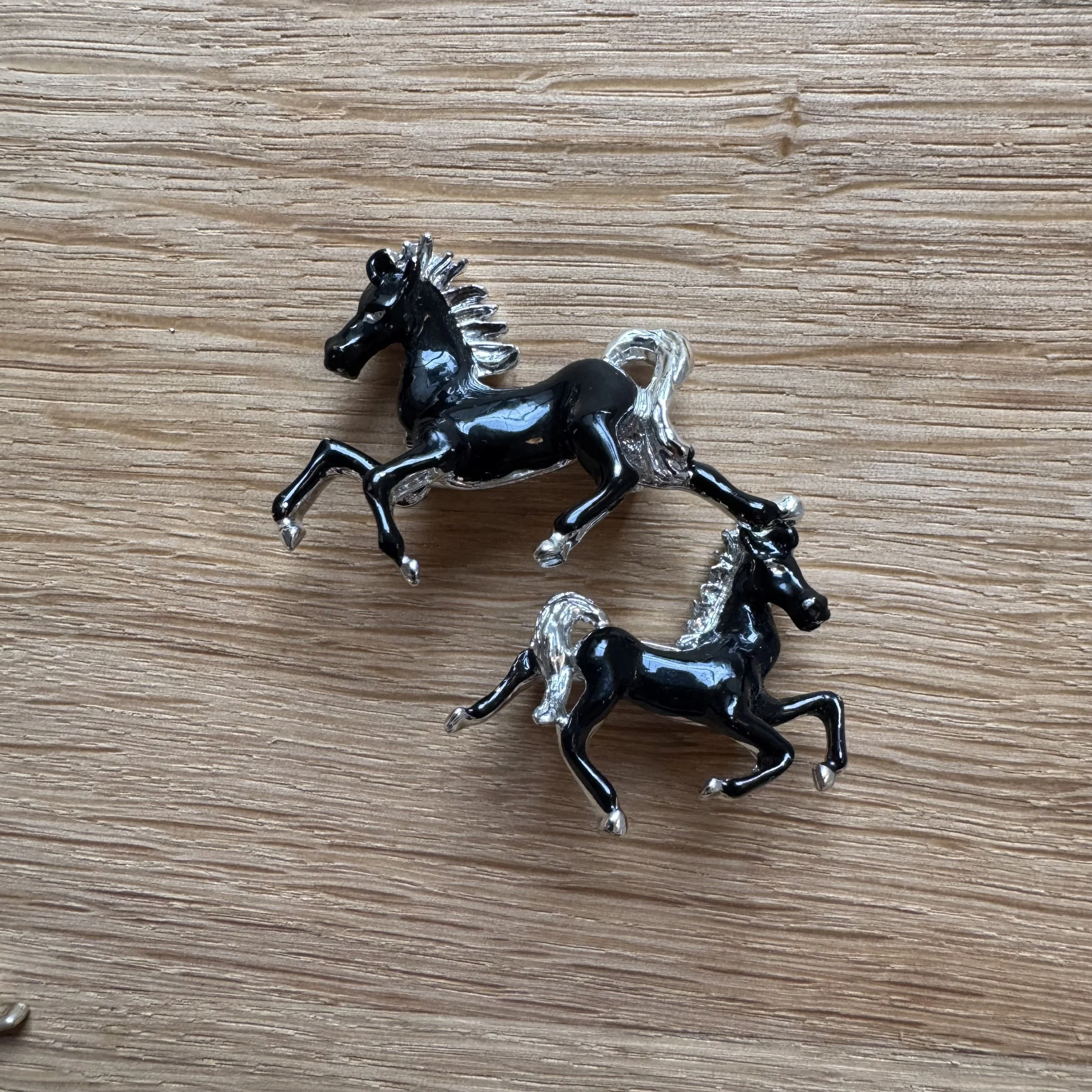 Teeny Black Horse Brooch Pin