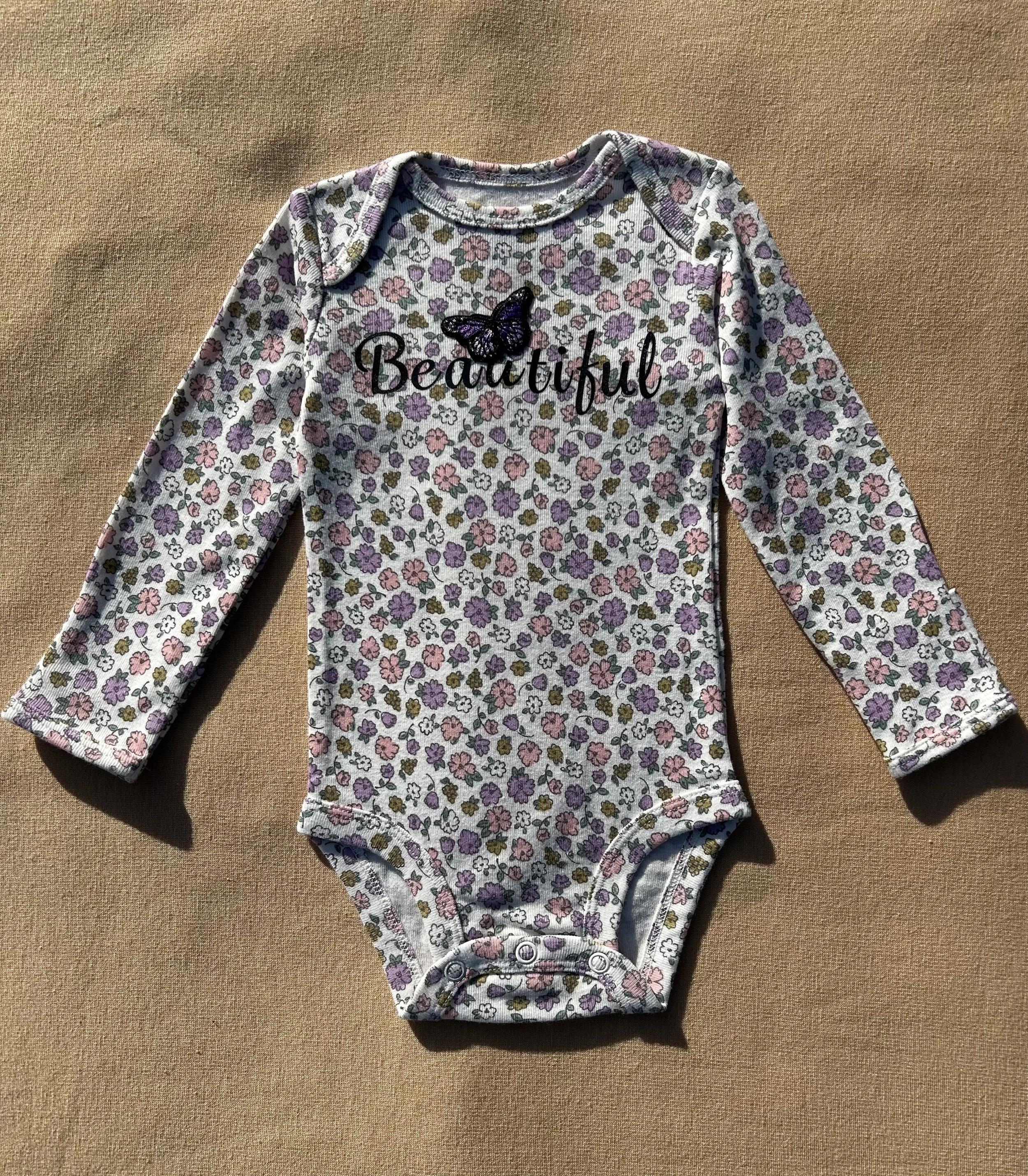 Charming Floral Long Sleeve Cotton Onesie size 3 months