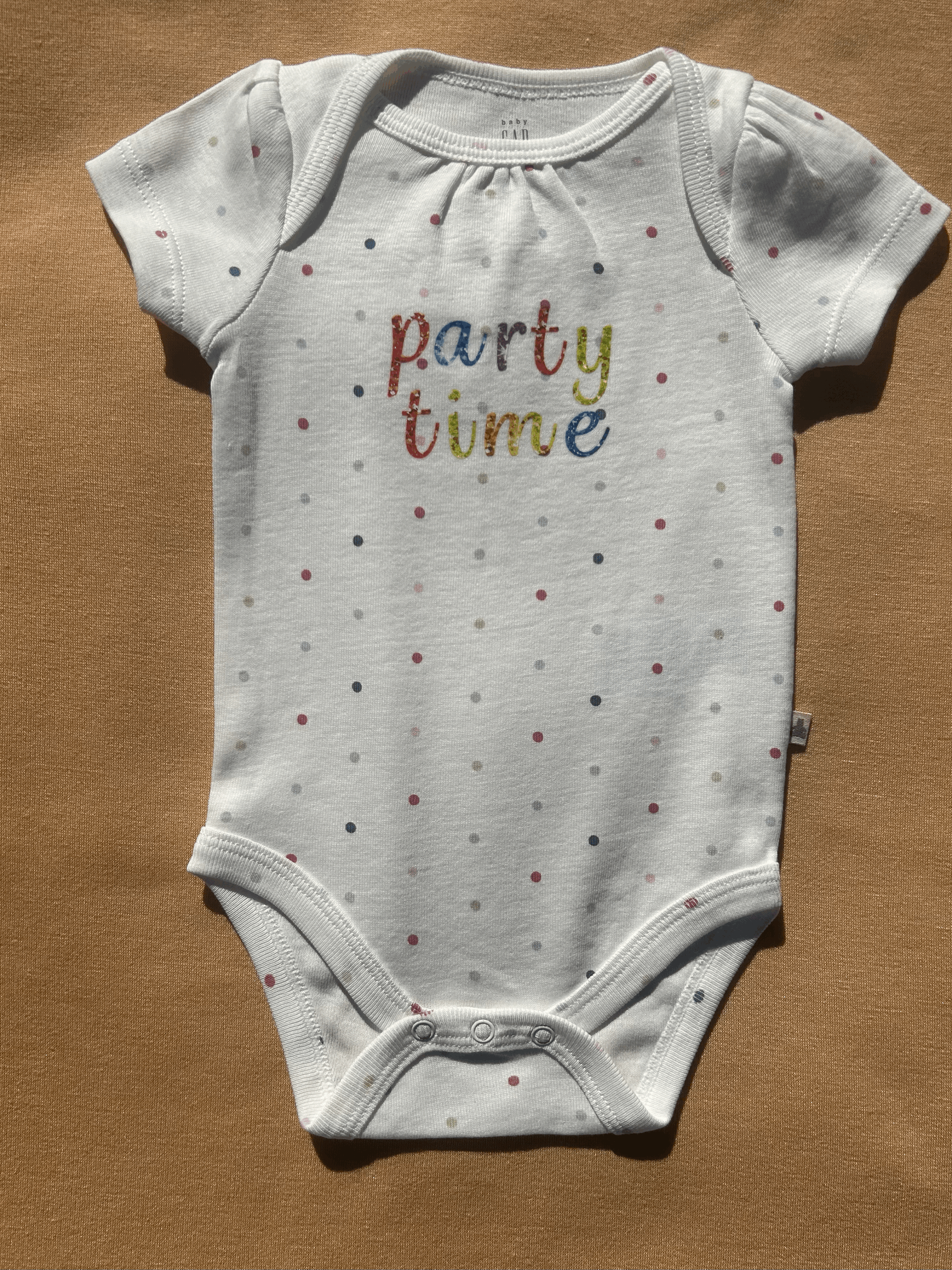 Colorful 'Party Time' Polka Dot Cotton Onesie size 0 to 3 months