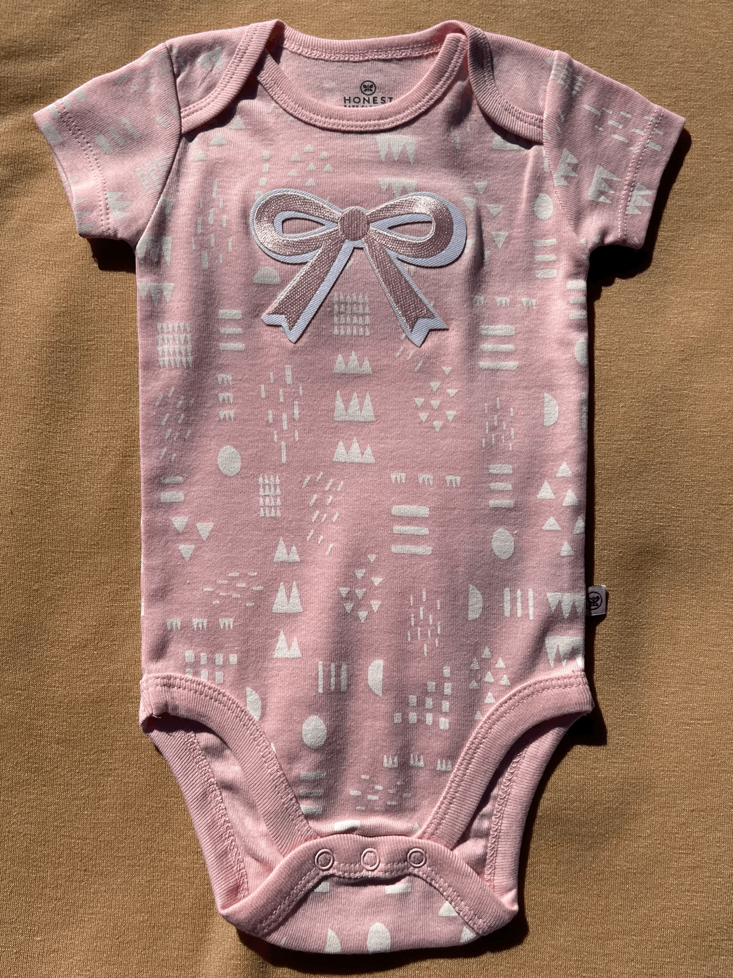 Large Pink and White Bow Onesie size 3 to 6 months