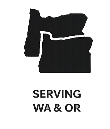 Outline of the states of Washington and Oregon with the text 'Serving WA & OR' below.