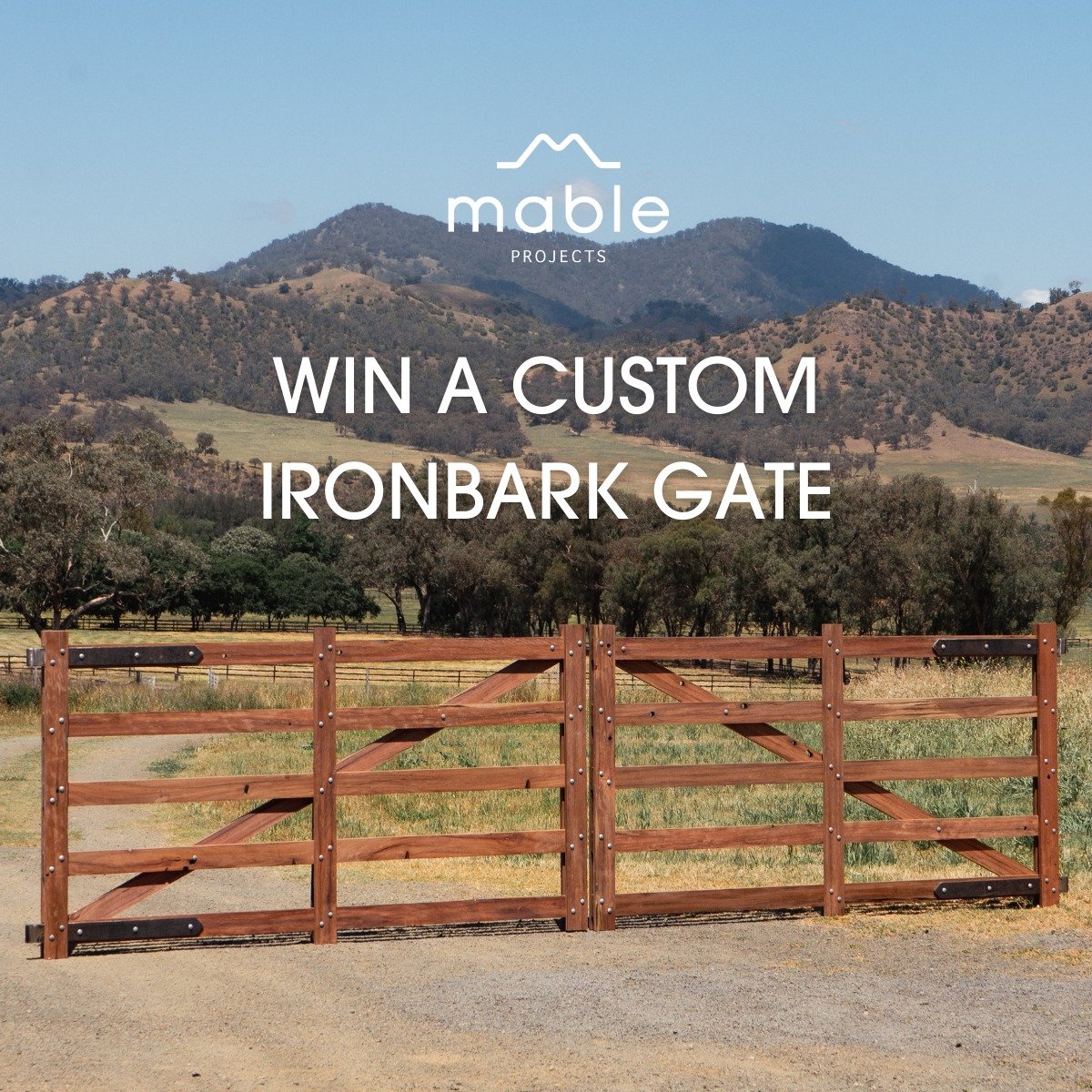 OUR GIFT TO YOU.

Win a custom Mable Projects Ironbark Gate valued at $5,000.

To enter:
1. Follow @mableprojects on Instagram
2. Tag 2 friends in the comment section below
3. Share this post to your story 

Style: Five-rail traditional gate
Material