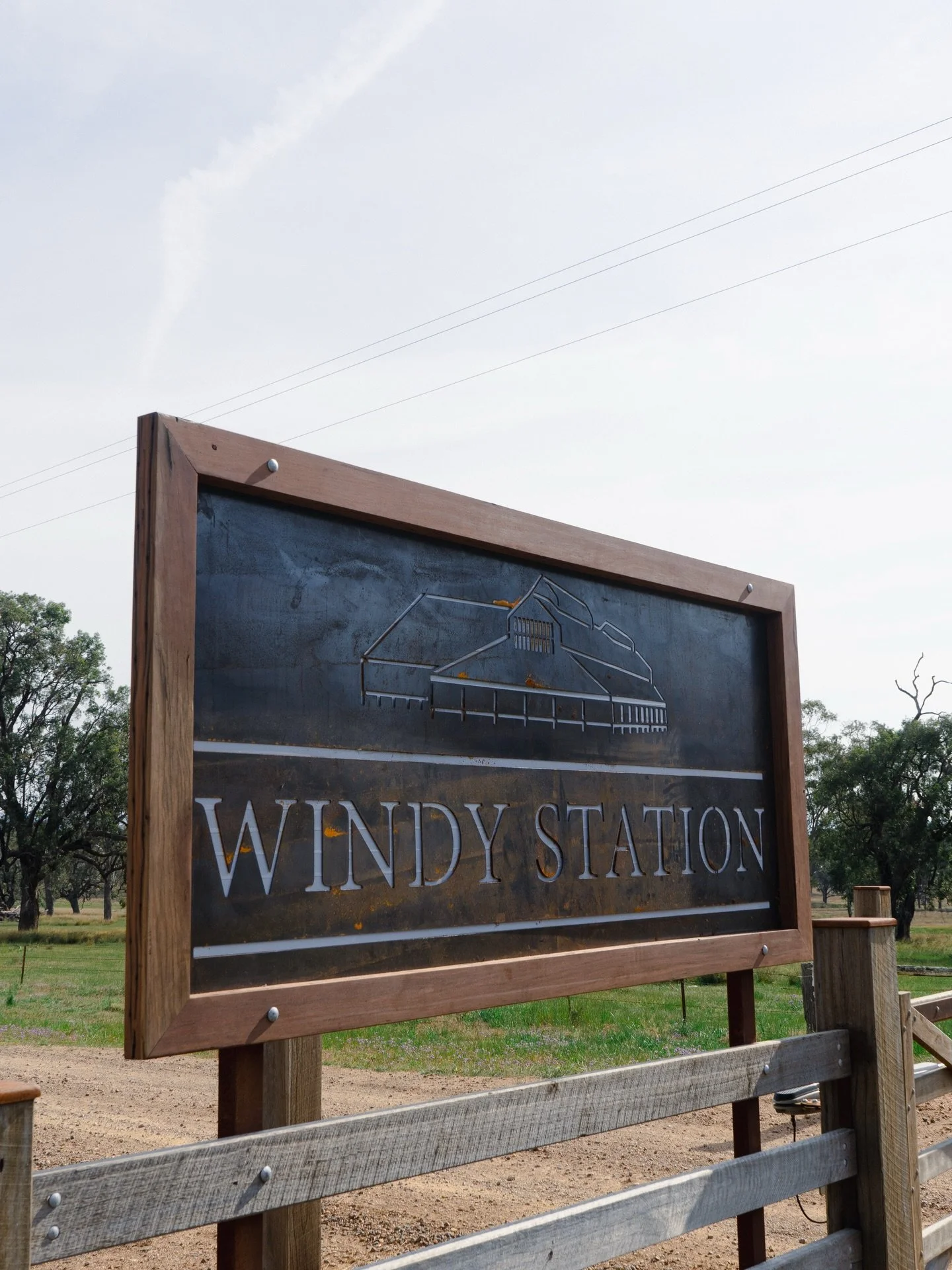 Ironbark floor joists that have been reclaimed to frame out this amazing entry sign at Windy Station. 

Corten sign with reflective backing will age beautifully. Sign made by - @custom_cutting_studio