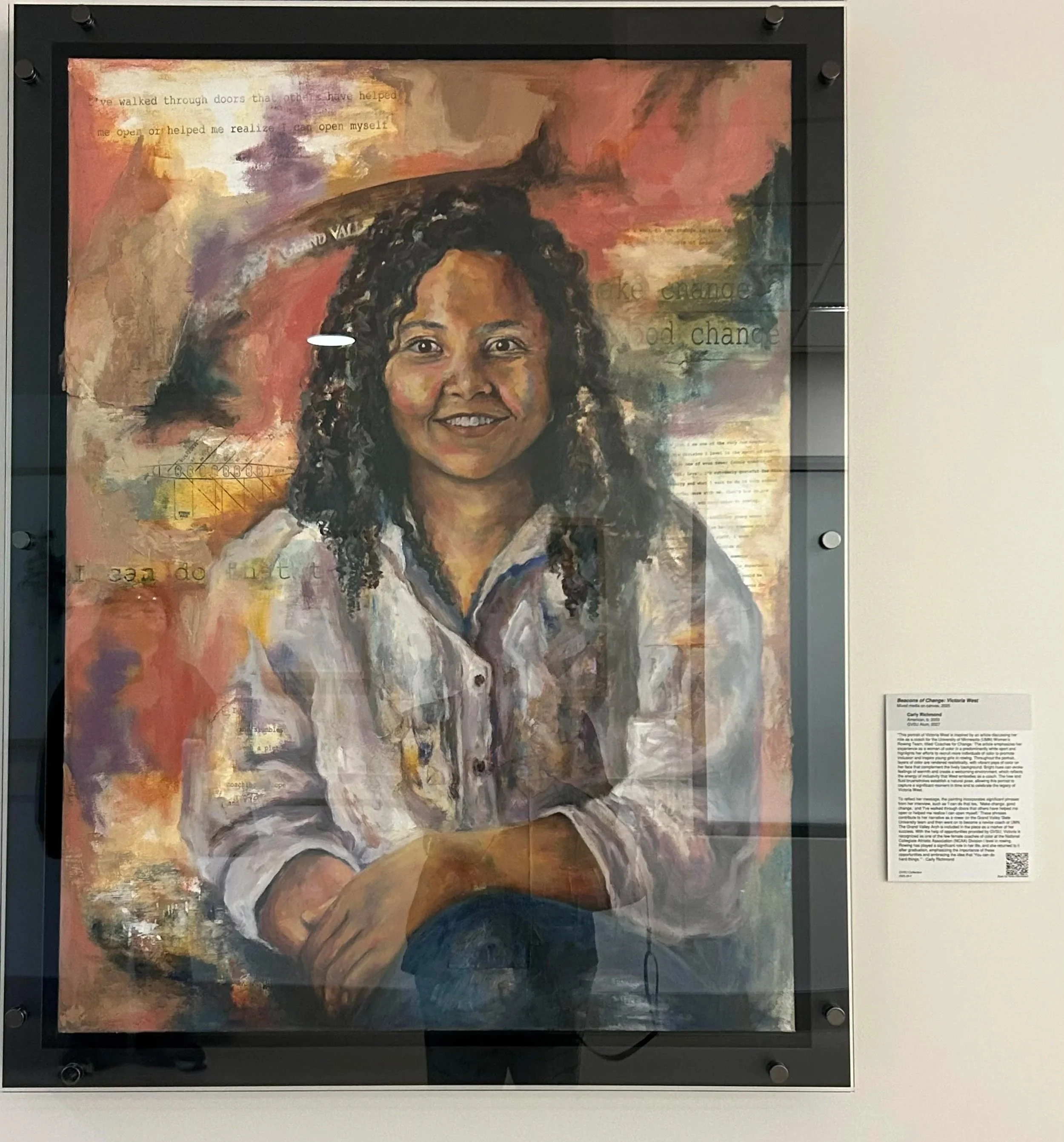 Grand Valley Alumni were selected and interviewed as a way to know how Grand Valley has helped shaped their future. The alumni were each paired with a student artist from the Department of Visual and Media Arts in order to create a vision for a portr