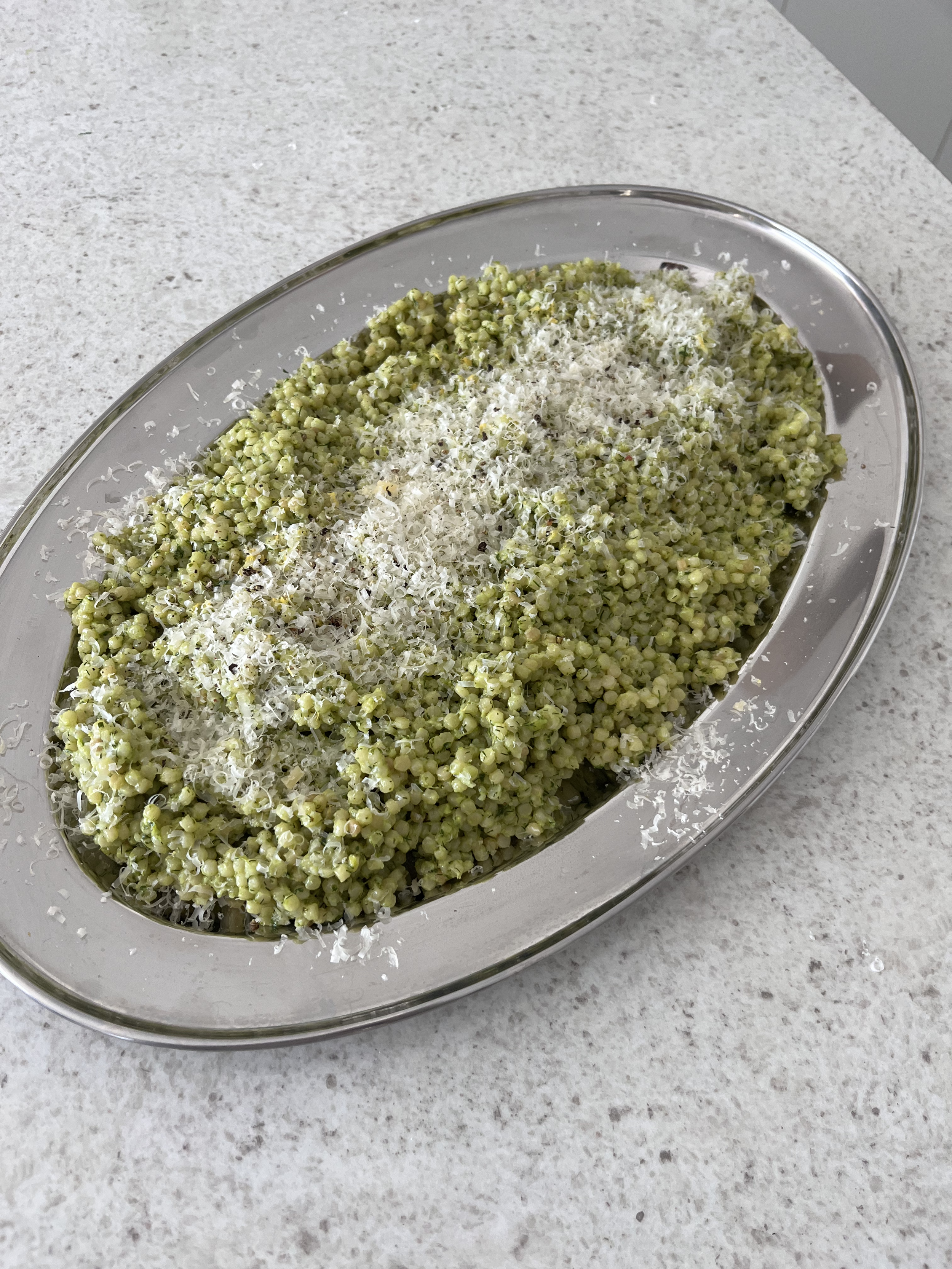 pearl couscous with a zingy herb sauce
