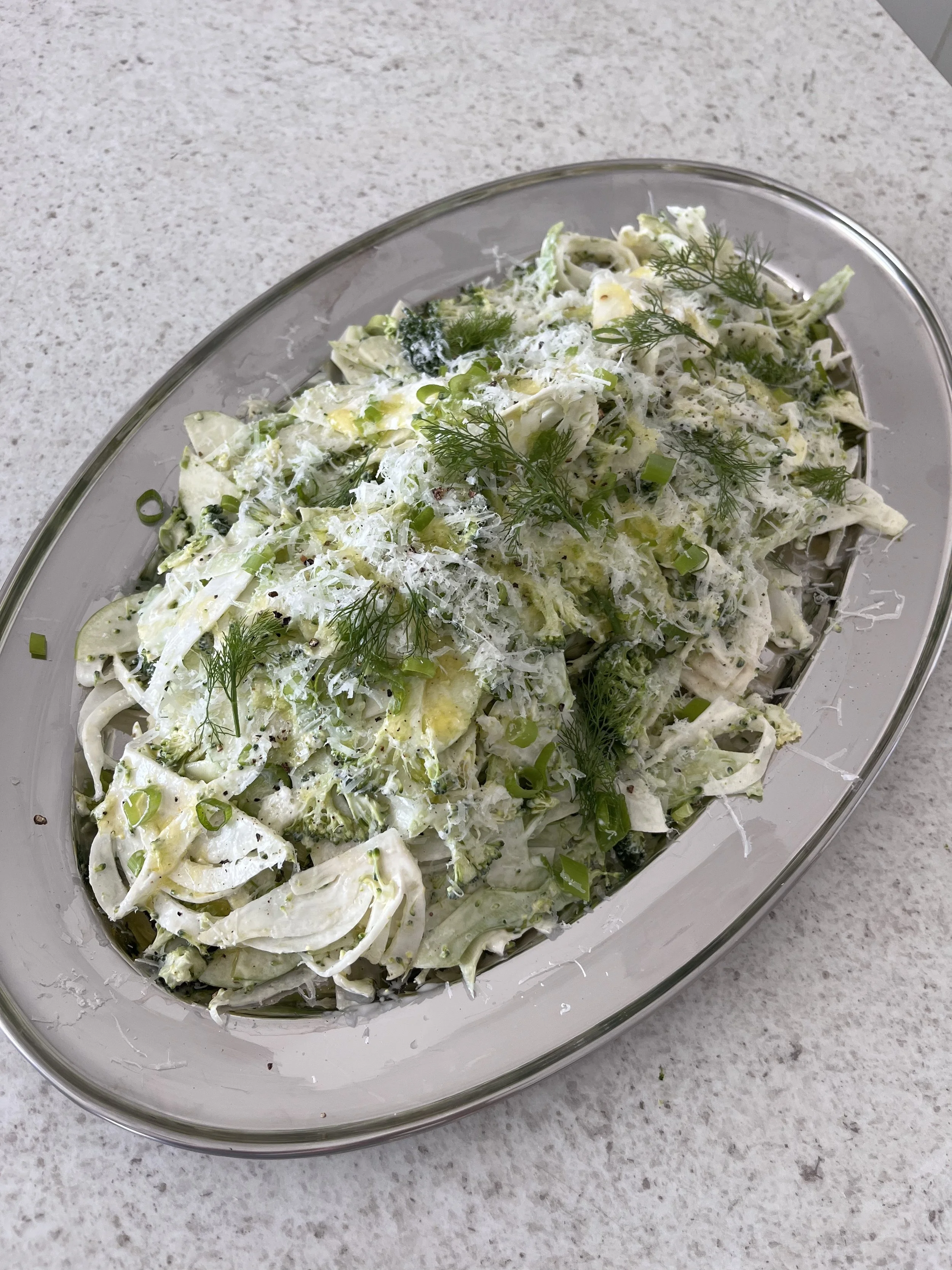 creamy broccoli, fennel and green apple slaw