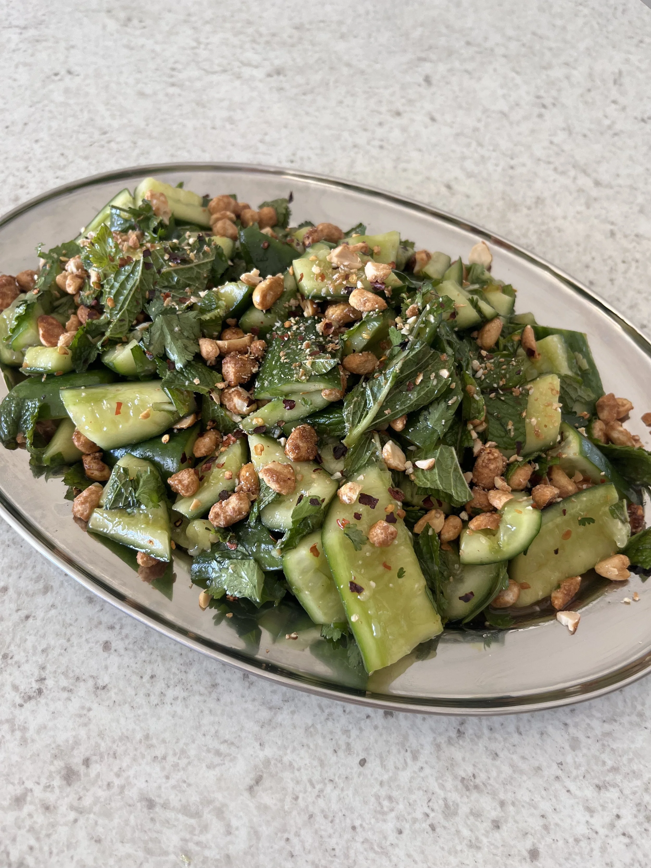 spicy fish sauce cucumber slap salad