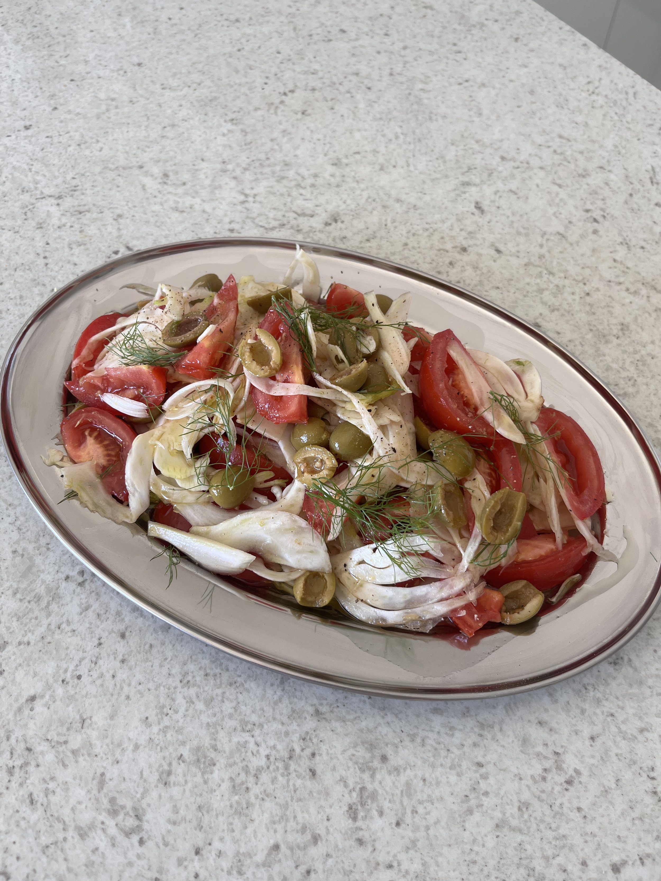 tomato, fennel and olive salad 