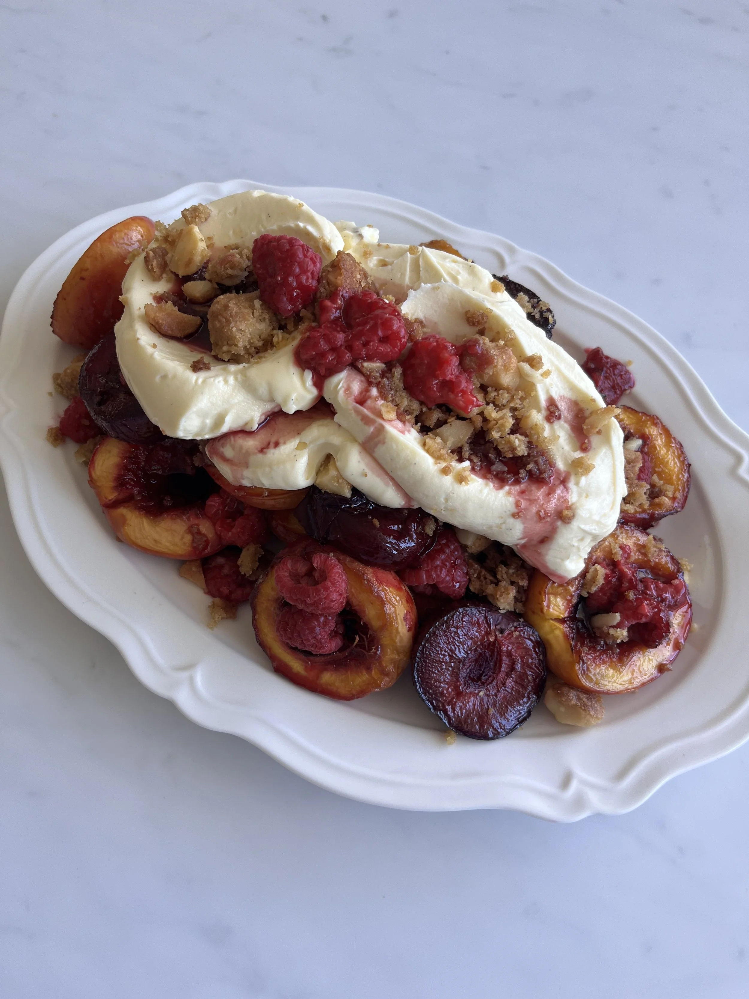 roast stone fruit with whipped mascarpone
