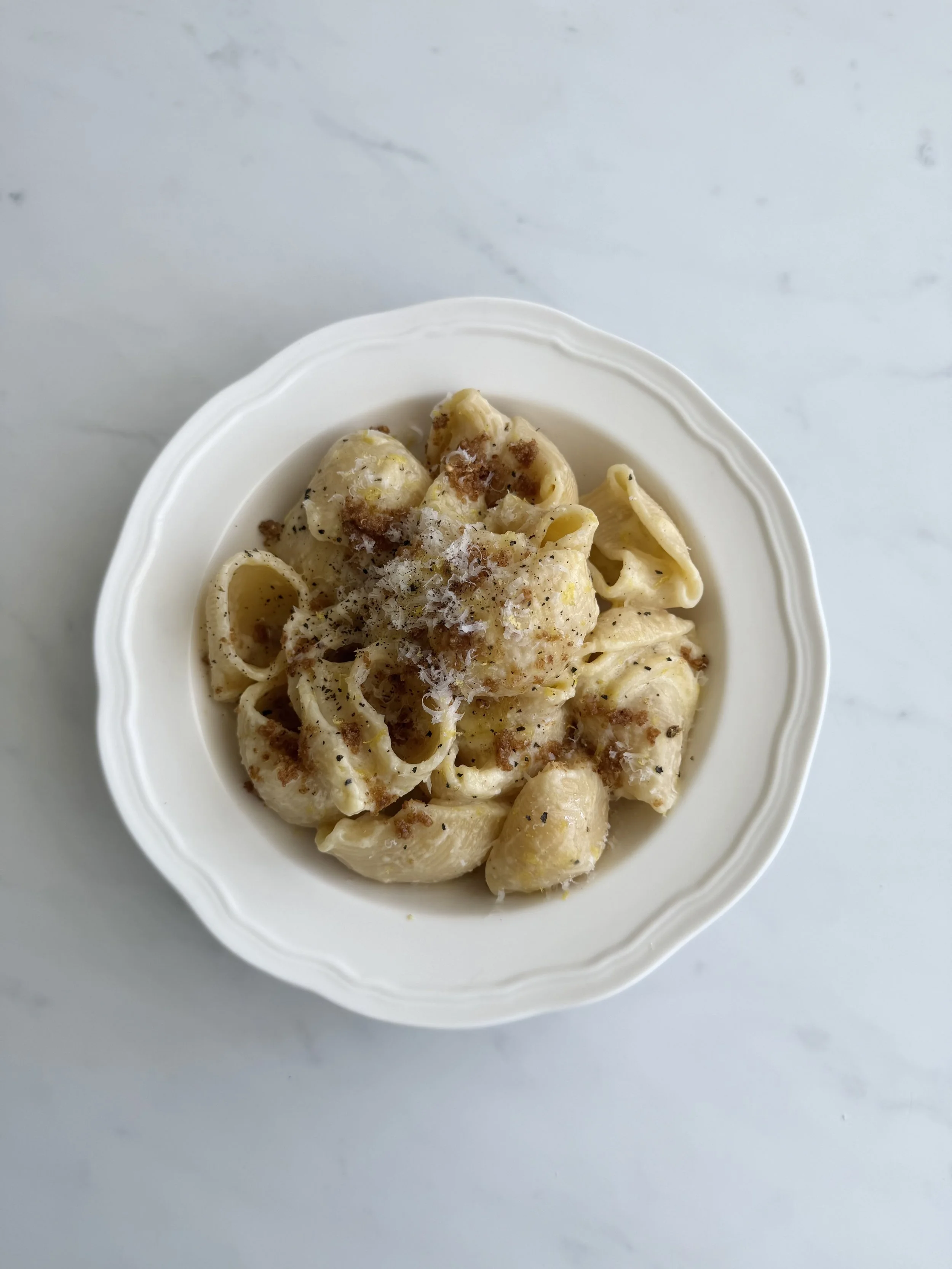 lemon mascarpone pasta with buttery crumb