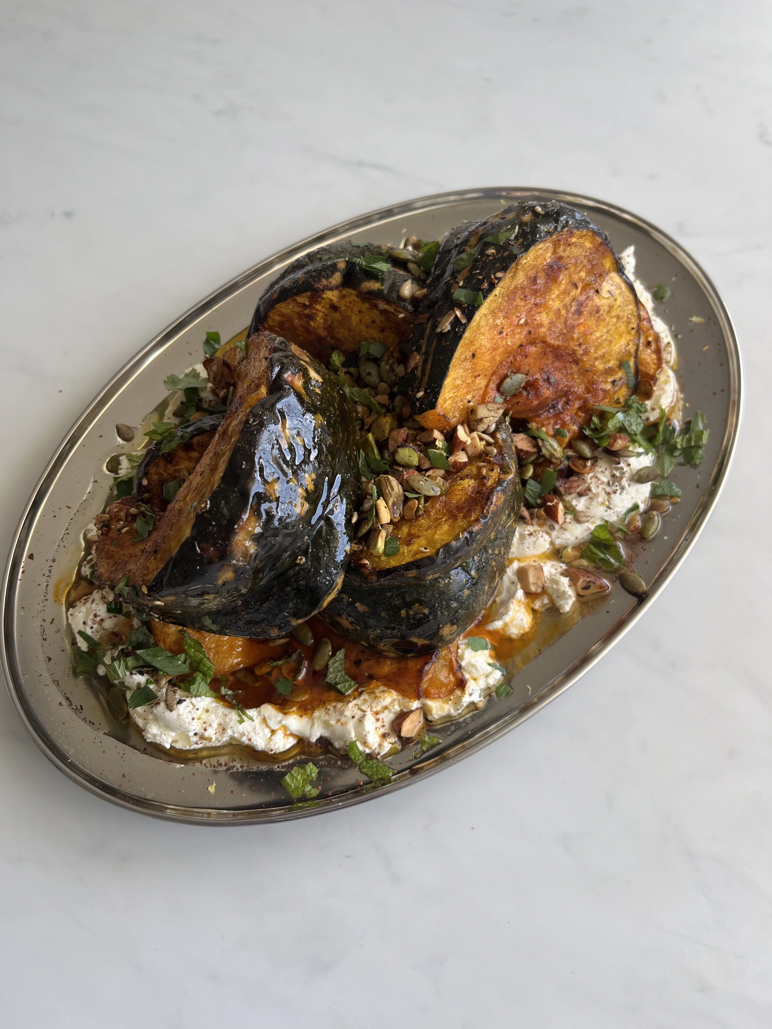 roast pumpkin wedges with herbed labneh