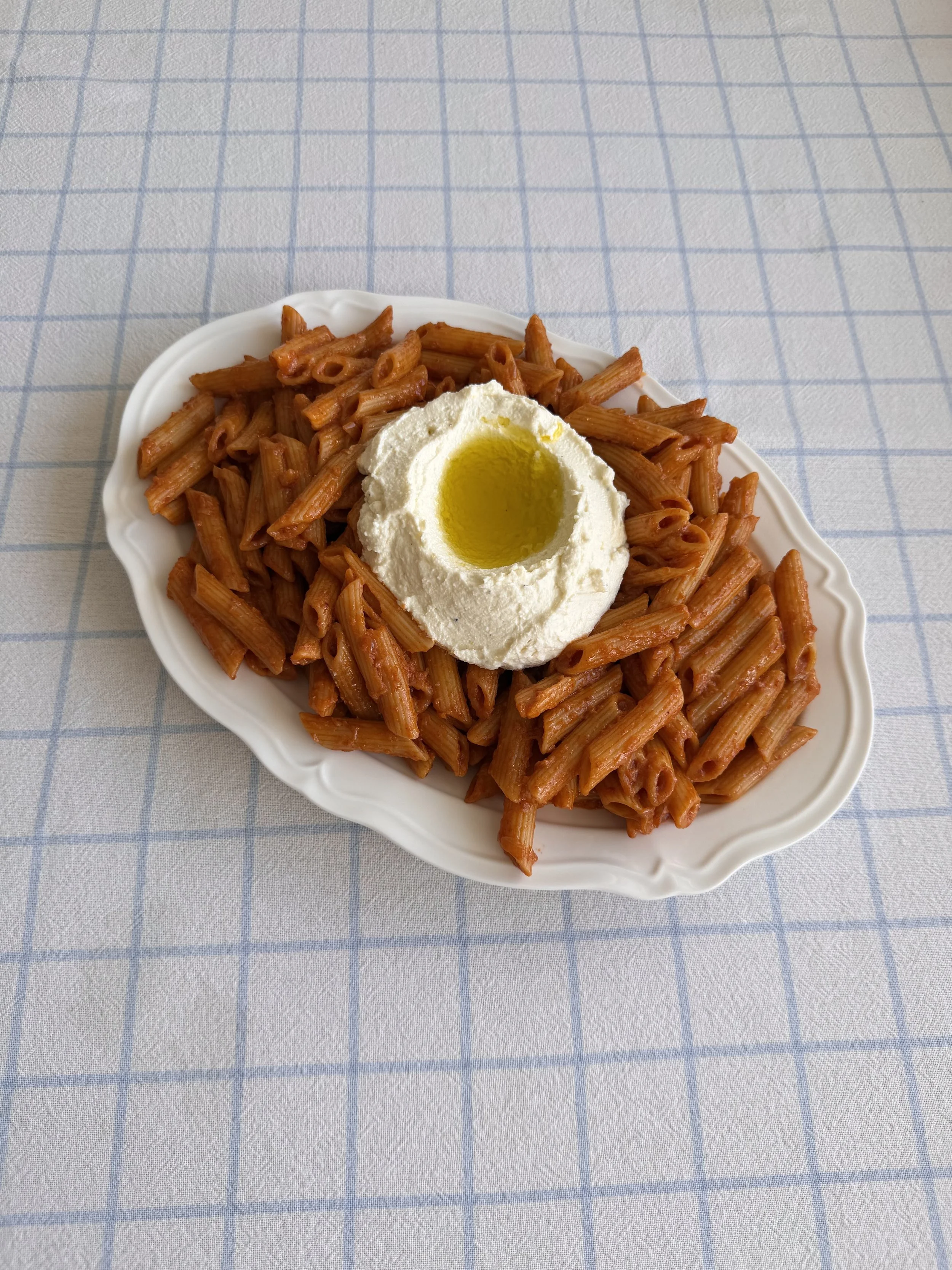 caramelised tomato penne with whipped ricotta