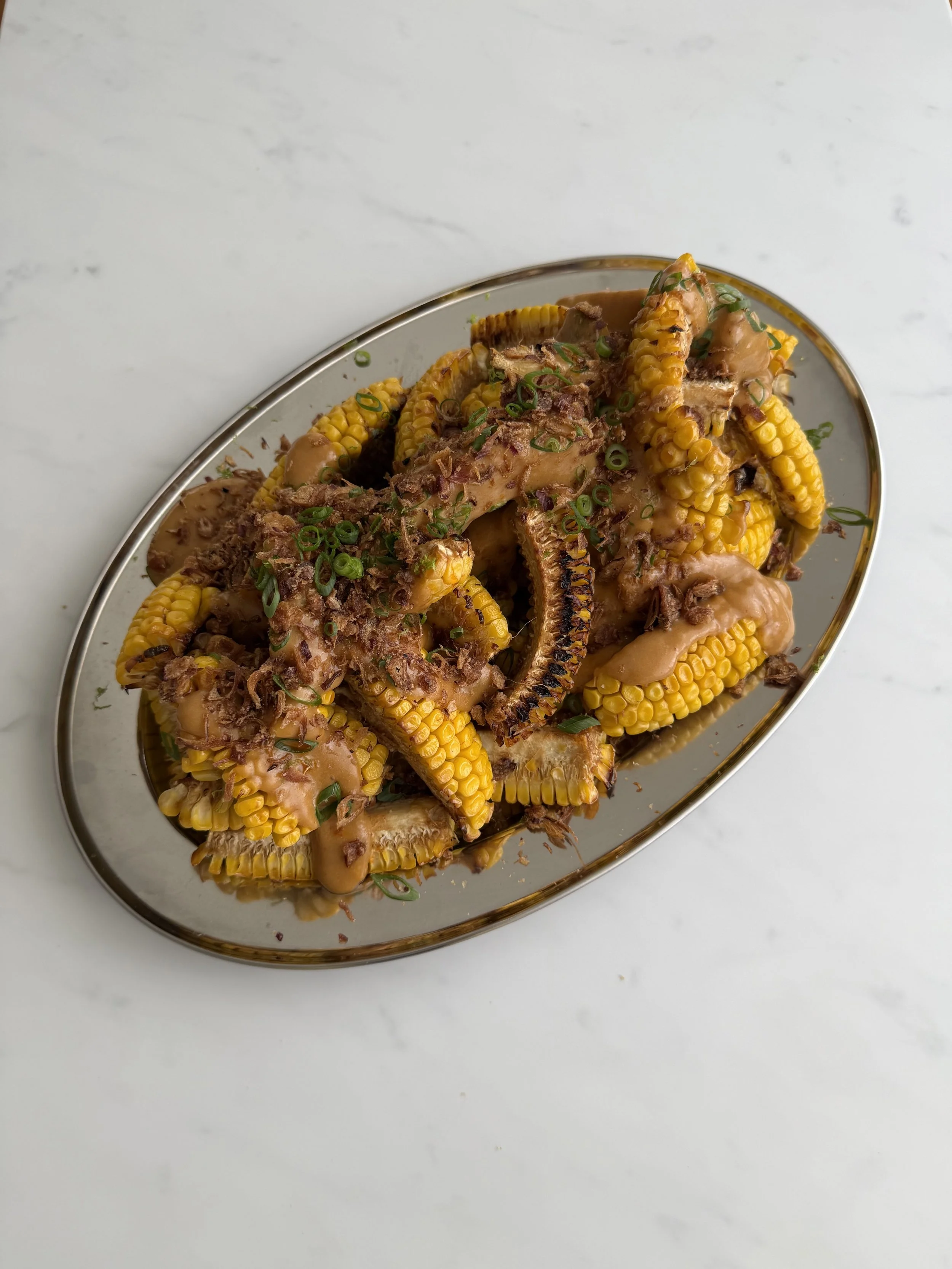corn ribs with tangy peanut sauce