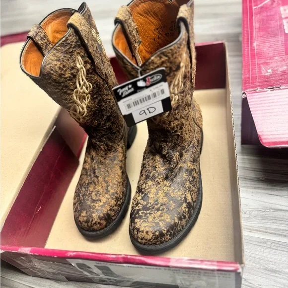 NWT Justin x Tony Lama Men’s Western Boots – Antique Brown Leather – Size 9D