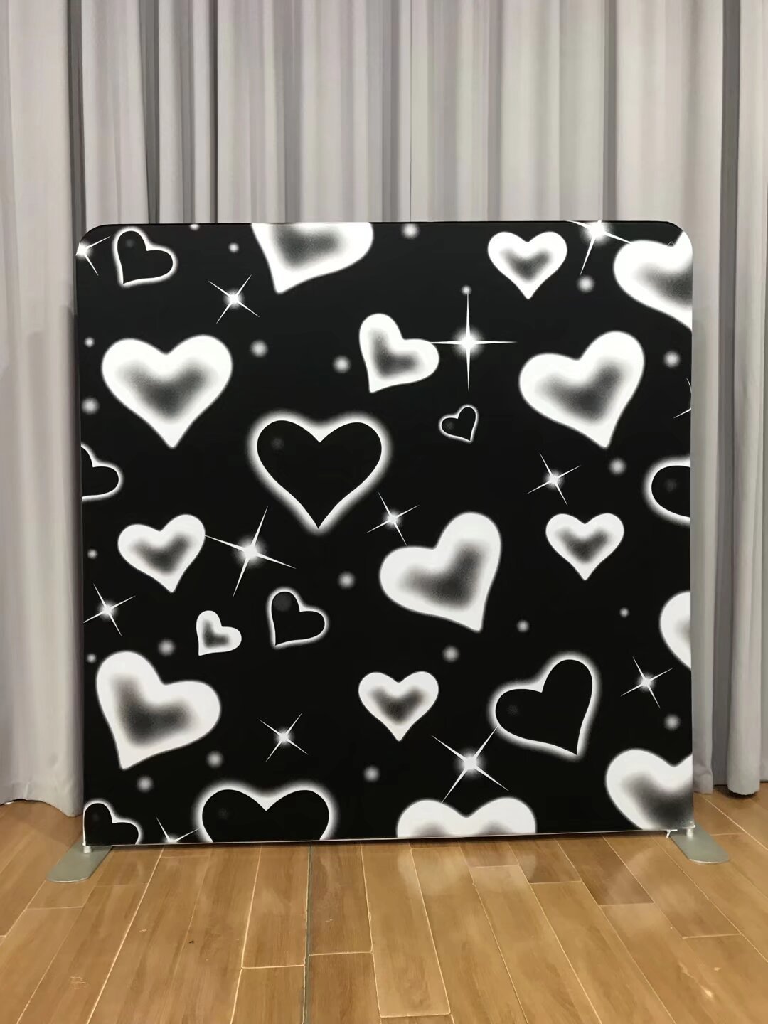 Black & White Hearts Backdrop