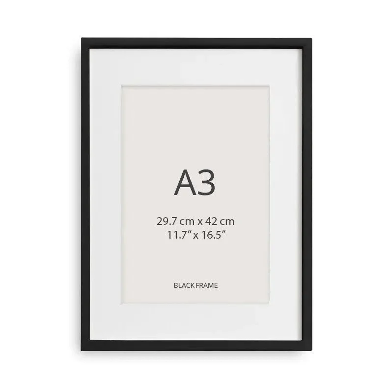 Black Frame With Mat – A3 Size