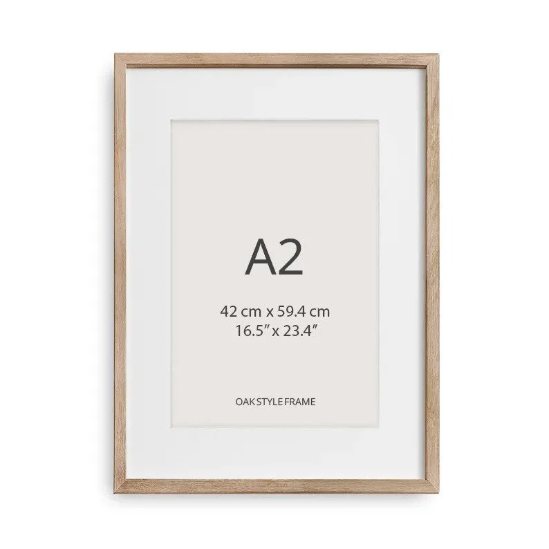 Oak Style Frame With Mat – A2 Size