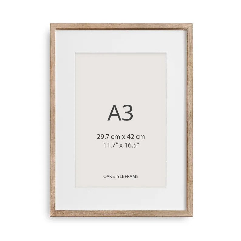 Oak Style Frame With Mat – A3 Size