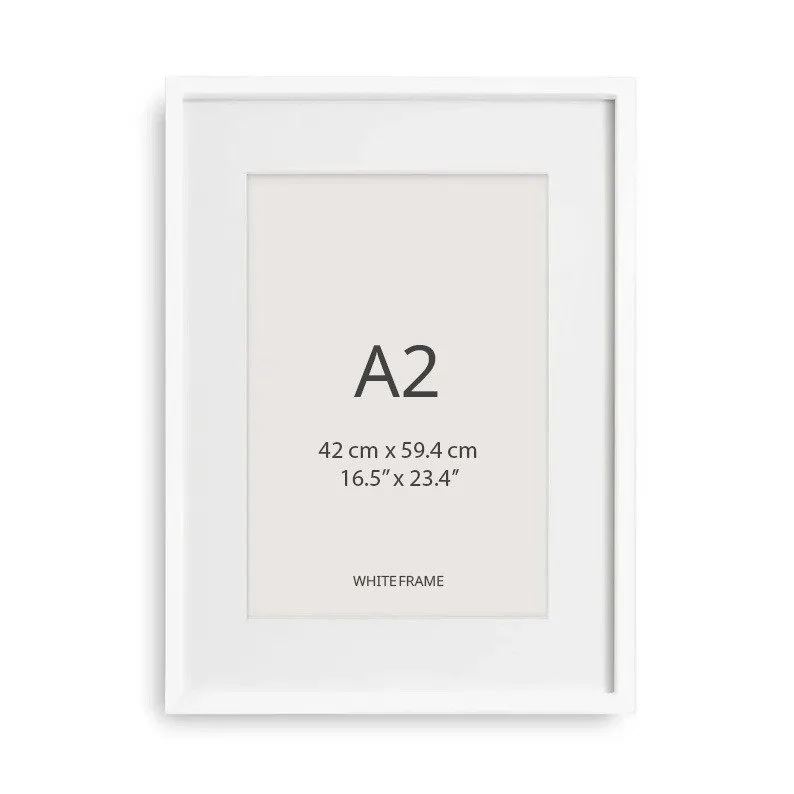 White Frame With Mat – A2 Size