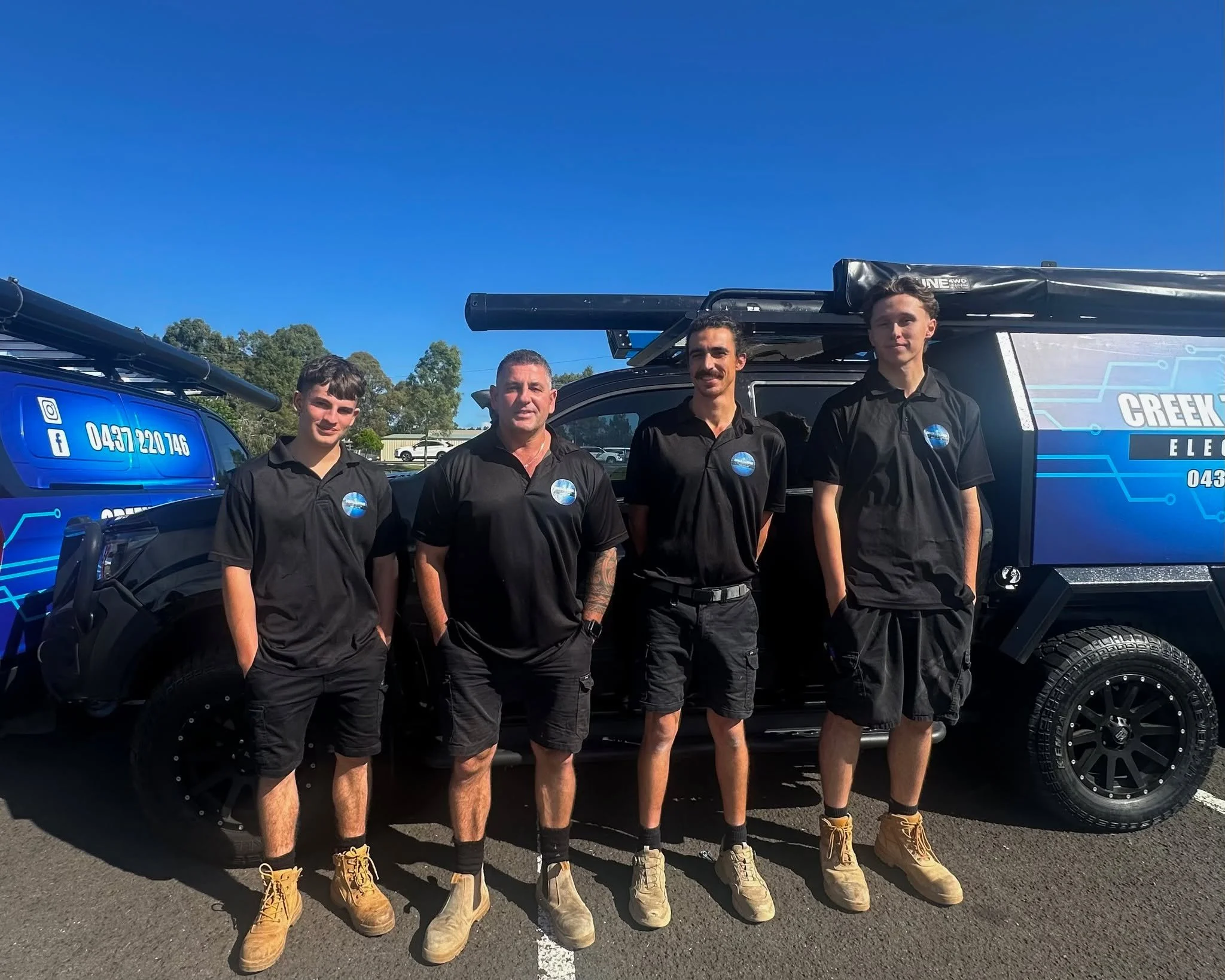 An updated meet the team! 
Sunshine Coast based 📍, Creek to Coast Electrical delivers reliable, professional services that you can count on! 

From left: Kaden, Matt, Suni and Jack. 

Kaden is a 1st year school-based apprentice, learning the ropes a