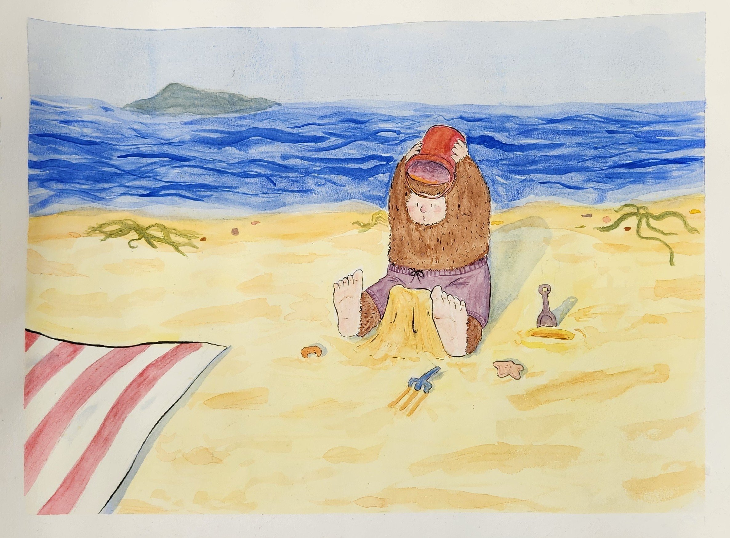 Baby Bigfoot on the Beach