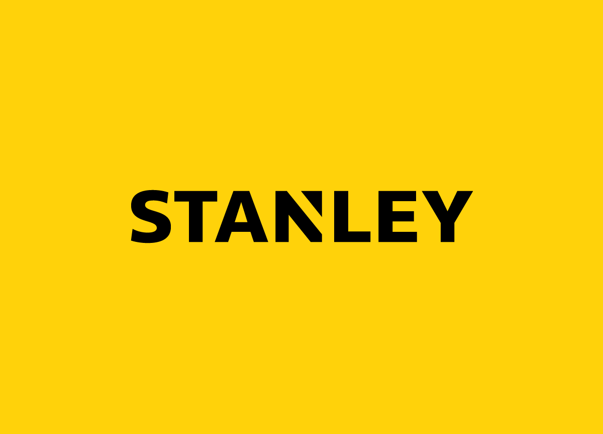 Yellow background with the word 'STANLEY' in bold black letters in the center.