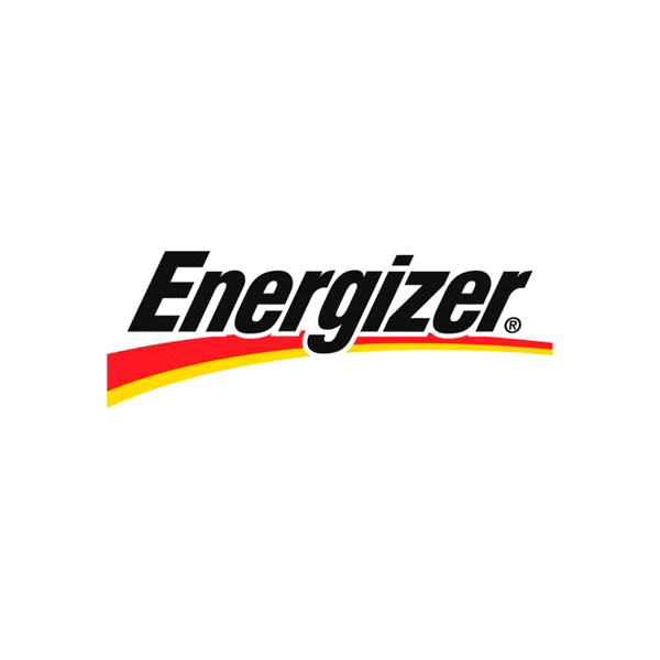 Energizer logo with black text and a red and yellow curved line underneath