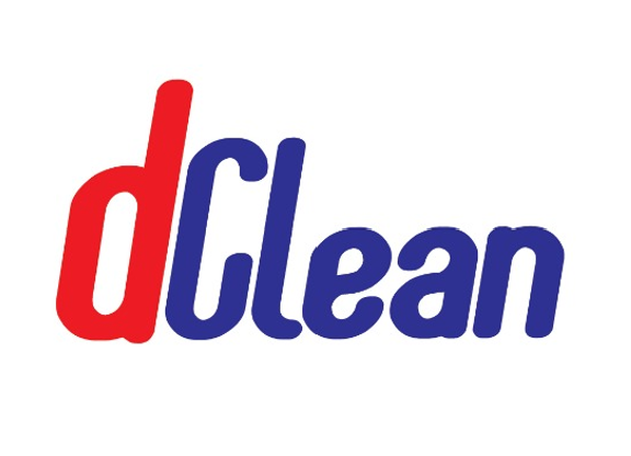 Logo with the word 'dclean' in red and blue text.