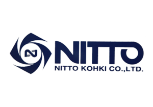 Company logo for NITTO KOHKI CO., LTD., featuring stylized text and graphic elements.