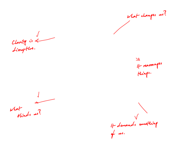 Diagram of the water cycle showing evaporation, condensation, precipitation, and collection, with handwritten notes and questions in red ink.