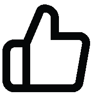 Thumbs-up icon in black.