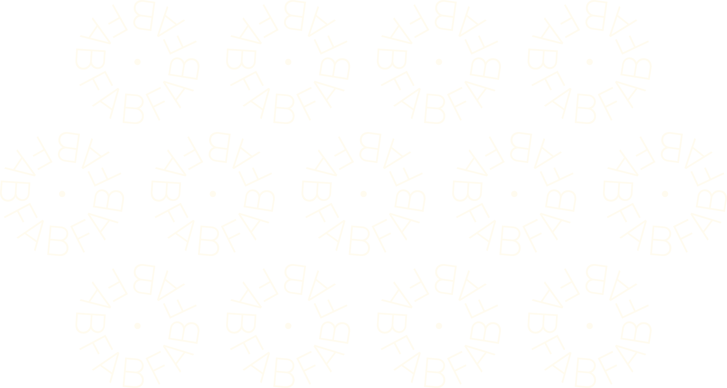 Repeated pattern of the word "FAB" arranged in a circular shape on a black background