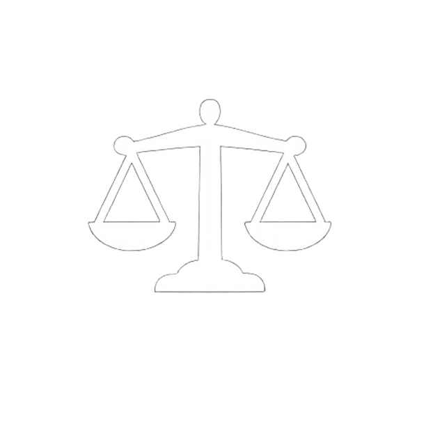 En hvit vektorgrafikk av en vektstang med balanserte vekter på en svart bakgrunn.