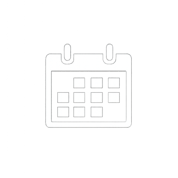 Et hvitt tastatur-ikon for kalender som henger opp ned