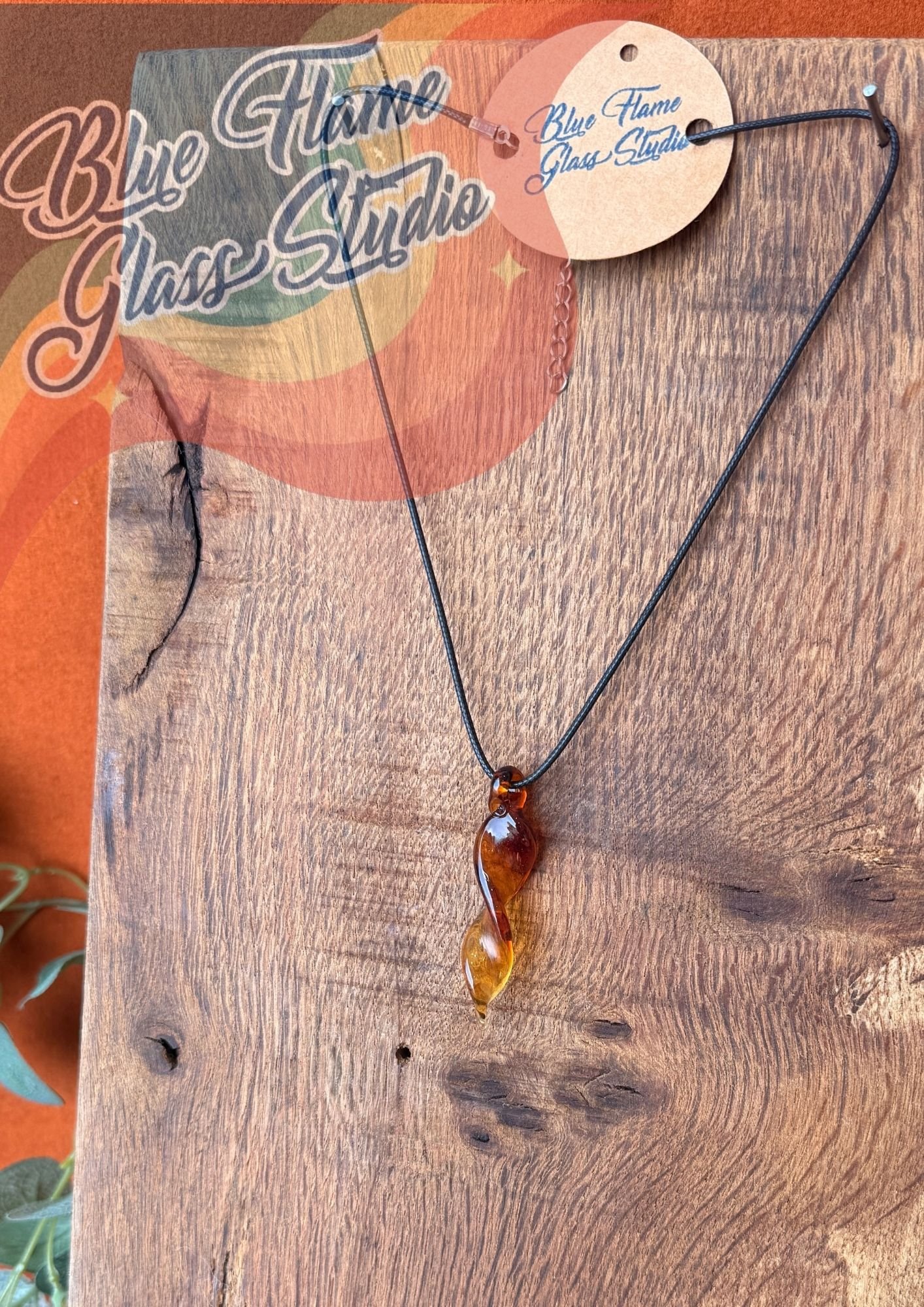 Glass Phoenix Feather Pendant