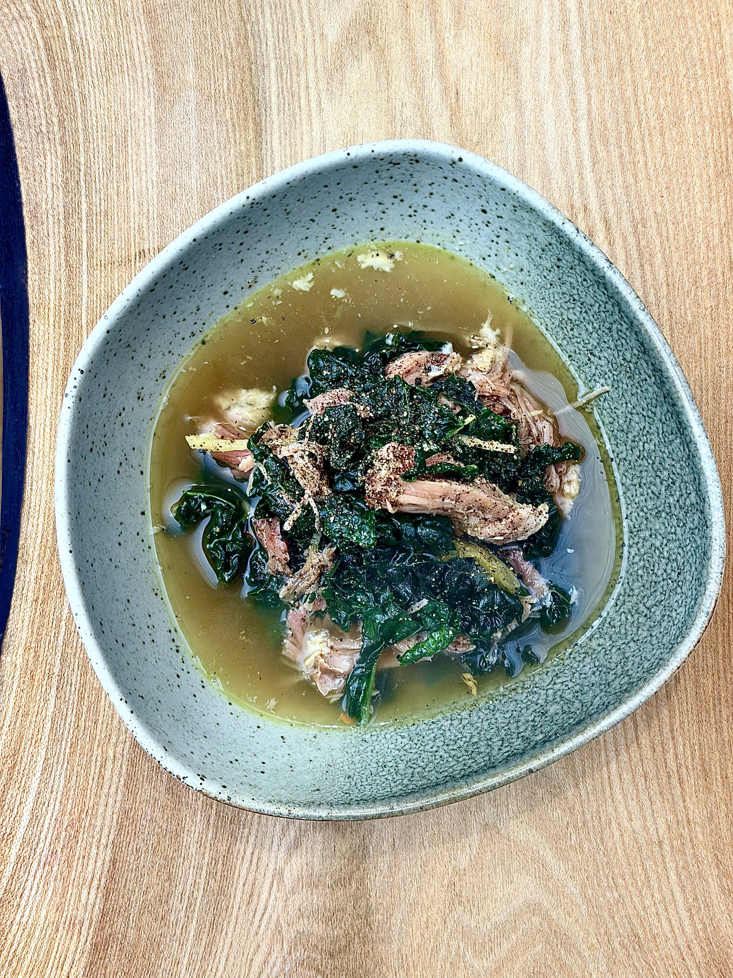 Ham Hock & Winter Greens in Ginger Broth with Pineapple Vinegar