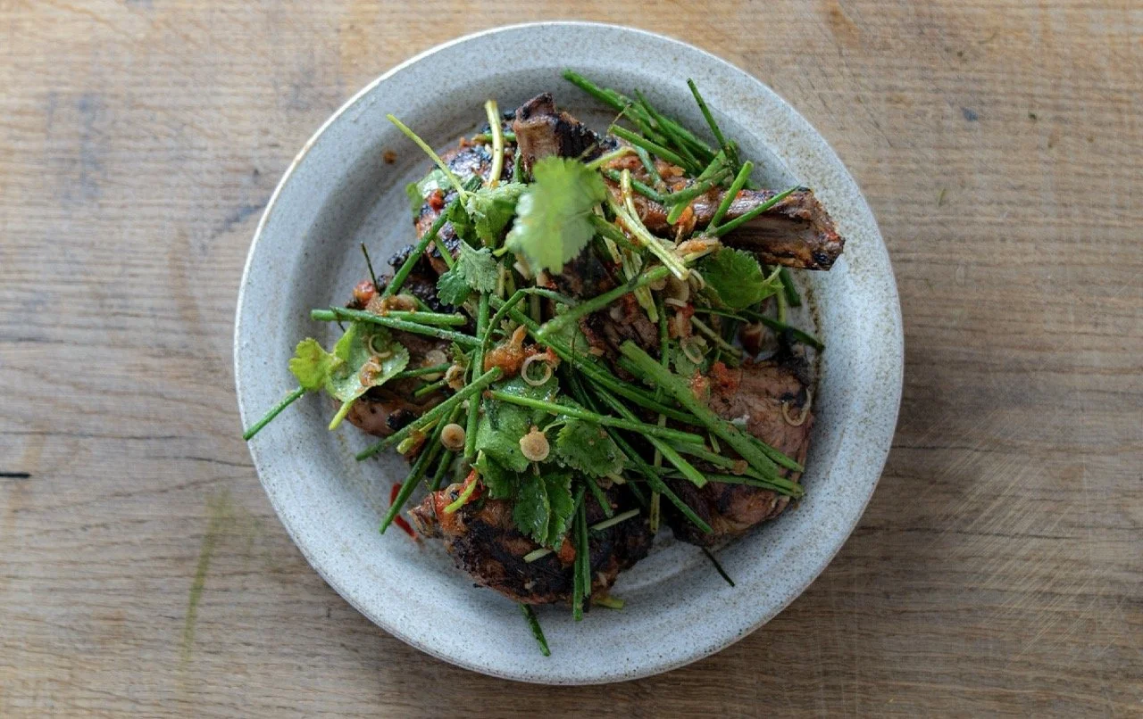 Fire-Roasted Lamb Chops, Lemongrass, Galangal, Lime