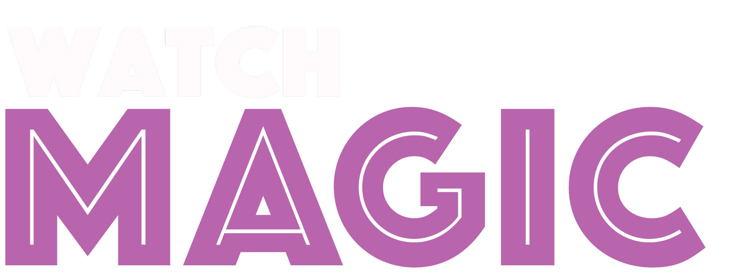 Text reading 'Watch MAGIC' with 'MAGIC' in purple on a black background.